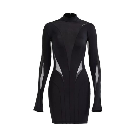 Mugler x H&M Dresses & Skirts - NWT Mugler x H&M Mesh-Panelled Mini in Black Sheer Cutout Dress XXL 2XL